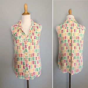Talbots | Pineapple Sleeveless Blouse S